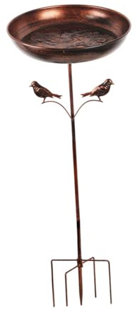 Fonowx Vogelbad Aus Eisen für Den Außenbereich, Multifunktional, mit Pfahl für