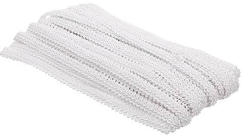 OFFIGAM Frangia Di Pizzo Per Indumenti e Passamaneria Per Tende Bianca in Poliestere, Accessorio Decorativo Fai Da Te Per Cucito e Tendaggi, Per Decorazioni Casa, Tende e Artigianato