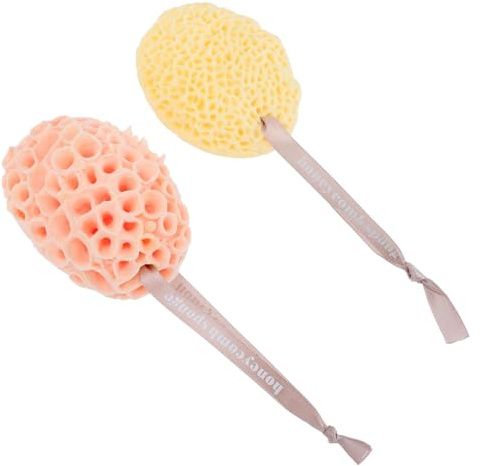 Mikikit 2 Piezas Esponja de Baño Bolas de Baño Forma de Algas Panal de Nido de Abeja para Ducha