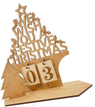 Calendario de Adviento decorativo para oficina y hogar, hecho a mano, decoración de escritorio, elegante calendario de cuenta regresiva de madera, decoración del hogar