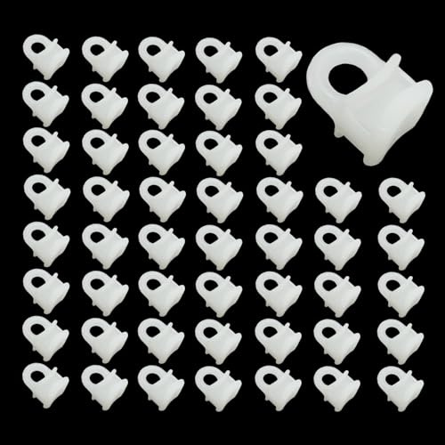 50 Pcs Curtain Rail Gliders Hooks for VW Campervan Caravan, White Plastic Curtain Track Gliders Effortless Hook Rollers Rust-Free Gliding Rail Slider for Window Door Shower