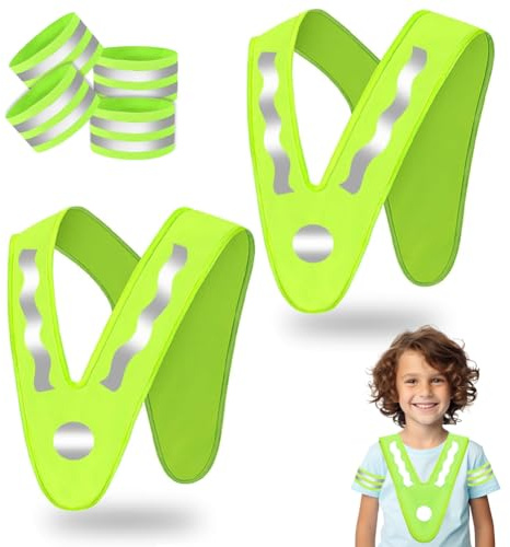 NAJILI 2 Stück Warnweste Kinder, Reflektierende Weste 3-6 Jahre, Sicherheitsweste Kinder, für Bessere Sichtbarkeit bei zur Sport, Laufen, Fahrrad