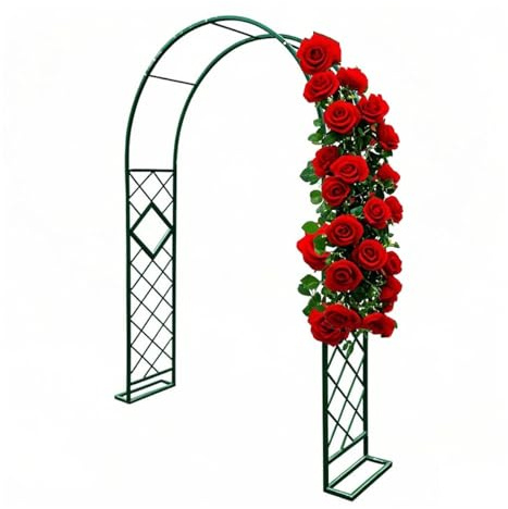 Arche de jardin robuste en acier vert pour plantes grimpantes, tonnelle d'extérieur treillage pergola en métal pour mariages, fêtes et décoration de pelouse – 2,20 m x 2,40 m