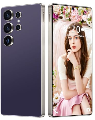 Smartphone S26 Ultra 5G/4G Android 14 Sbloccato, 16GB 1TB, Schermo HD Da 7,3'', Fotocamera Da 72MP 108MP, Telefono Cellulare Dual SIM Gratuito, Telefoni Cellulari Con Penna Integrata,Purple-7.3 Inch