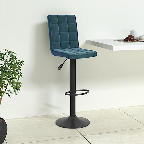Yunovire Barhocker Blau Samt, Höhenverstellbar mit Fußstütze, Drehbarer Moderner Barstuhl für Küche, Esszimmer, Tresen, Belastbar bis 110 kg