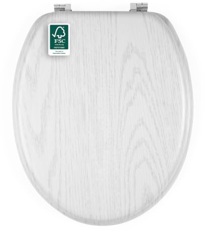 Beldray Ek träeffekt toalettsits – klassisk design, lätt att montera och ta bort, passar de flesta toalettstolar i standardstorlek 37 x 43 cm (b x d), lockstorlek 34 x 41,5 cm lätt att rengöra