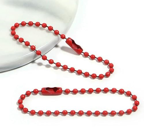 100 Stück/Lot 10 cm bunte Kugelkette aus Eisen, passend für Schlüsselringe, Puppenanhänger, Etiketten, Anhänger, DIY-Schmuckherstellung – rot – 10 cm