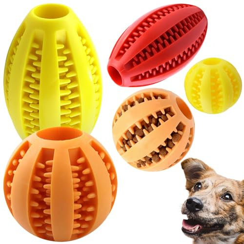 GZhaimai 5 bolas de alimentación para perros, TPR, juguete inteligencia, 5 tamaños, resistente a mordeduras, juguete de inteligencia, cuidado dental, para grandes y pequeños, juguetes para masticar