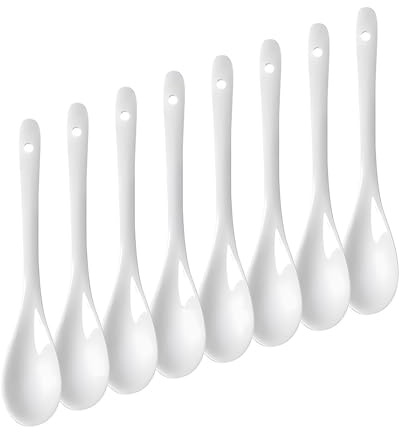 8 Stück Porzellan Eierlöffel in Weiß, 13 cm Porzellanlöffel Klein Vielseitige Teelöffel Eierlöffel aus Porzellan Löffel aus Keramik Suppenlöffel Keramik Gewürzlöffel Rührlöffel für Tee Desserts Kaffee