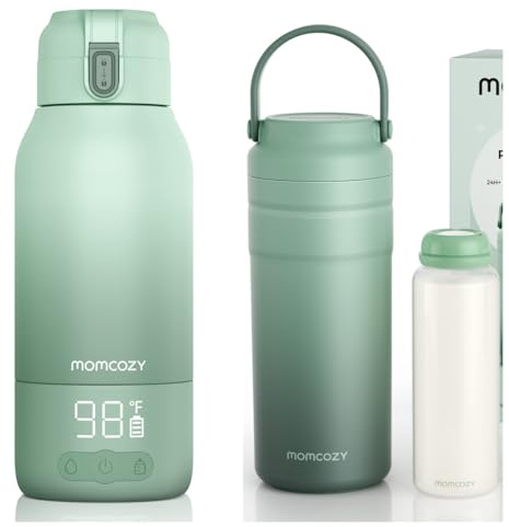 Momcozy MW05 Tragbarer Flaschenwärmer Baby für unterwegs, 500ml Kapazität + 24x Nutzung/Akku & Momcozy Tragbarer Muttermilchkühler für unterwegs, 24 Stunden eisfreie Kühlung, Behälter für Muttermilch