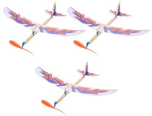 Zerodeko 3pcs Rubber Band Powered Airplane Glider - DIY Balsa Wood & Foam Flying Model Aircraft Kit - Stem Educational Outdoor Sports Toy for Kids - Lightweight Propeller Plane for Boys & Girls