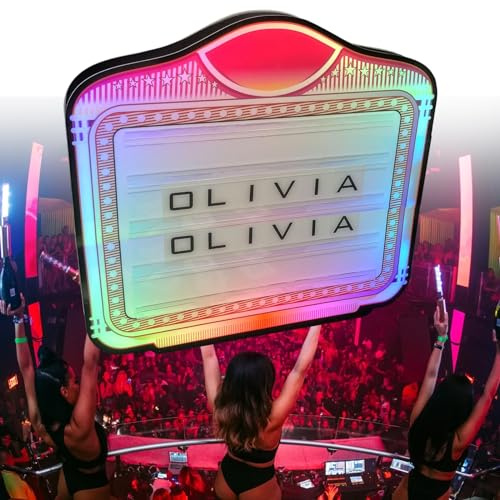 Cartel de servicio de botellas con letras y números, caja de luz para fiestas, bares y discotecas