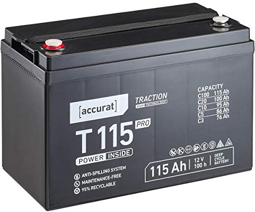 Accurat Traction Pro T115 AGM Batterie 12V 115Ah Wohnmobil Solar Boot USV | Vielfältige Einsatzbereiche, Zyklenfestigkeit, Optimierte Lebensdauer, Wartungsfrei Betrieb