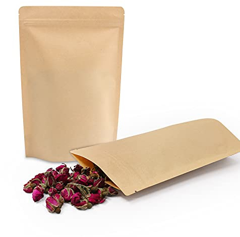 SumDirect 50 stycken återförslutningsbara kraftfickor med dragkedja och robust aluminiumfoliefoder för livsmedel 13 cm x 21 cm