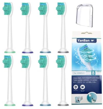 YanBan Cabezales de repuesto compatibles con Philips Toothbrush HX6530 HX6014 Healthywhite + Adaptiveclean, paquete de 8 cabezales de cepillo de dientes