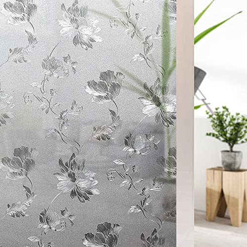 Shackcom Fensterfolie Selbsthaftend Blickdicht Sichtschutzfolie Fenster 90x200CM Milchglas Fensterfolie Anti-UV Dekorfolie für Bad Küche Büro Zuhause-Z005