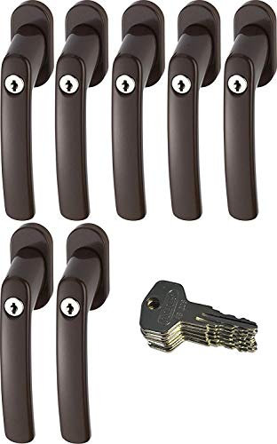 ABUS FG200 B SB abschließbarer Fenstergriff, braun im Set 7 Stück