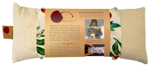 Cervical/Rectangular Pillow, Natural Denim, w/Cherry case Cherry Pit-Stone, Hot/Cold, Moist Heat Pack, Pain Relief, Microwavable-Washable