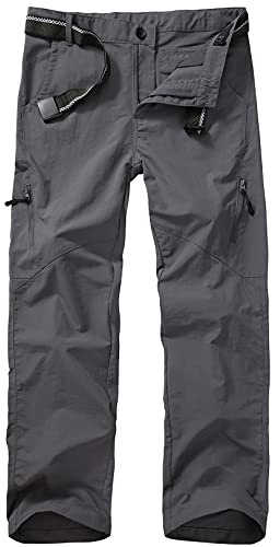 Kids' Cargo Pants, Youth Boys' Hiking Casual Outdoor Quick Dry Boy Scout Pants #9030-Grey-S