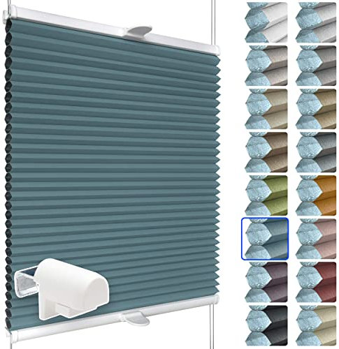 SchattenFreude Waben-Plissee für Fenster | 100% verdunkelnd/Blackout | Mit Klemm-Haltern | Klemmfix ohne Bohren | Pastellblau (Weiße Rückseite), Breite: 110cm x Höhe: 130cm