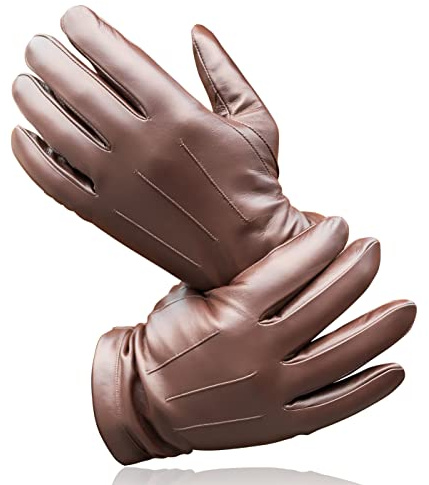 Royal Phoenix® Lederhandschuhe Herren - Luxuriöse Nappaleder Handschuhe gefüttert mit Kaschmir - Leather Gloves Men - Winterhandschuhe Herren aus Leder, Braun, L