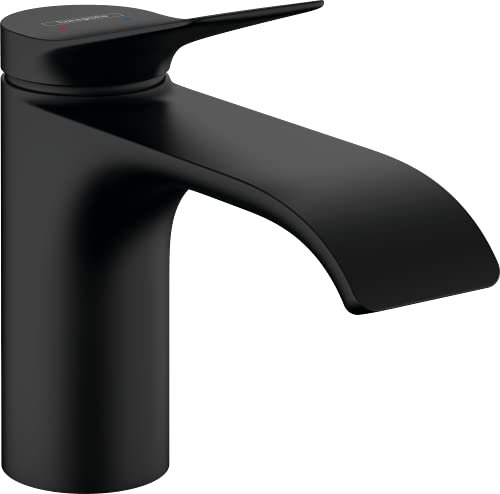 hansgrohe Waschtischarmatur Vivenis, Wasserhahn Bad mit Auslauf Höhe 80 mm, Badarmatur wassersparend, Mattschwarz