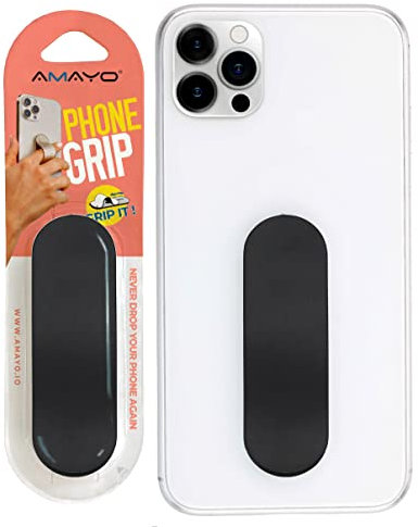 Amayo Grip - L'original ! Support de doigt pour téléphone portable - Support pour smartphone - Anneau de support (série mat - Noir)