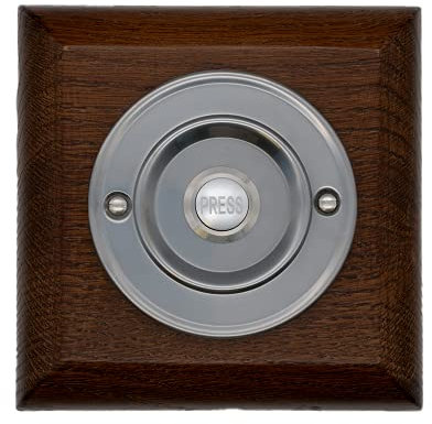 Modern Living Square Wireless Doorbell in Tudor and Brushed Nickel - Nickel Press - No Chime