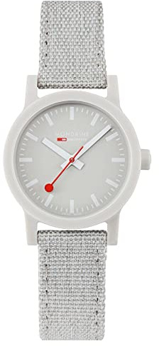 Mondaine Essence Grey Herren Uhr analog Quarzwerk mit Nylon Armband MS1.32170.LK