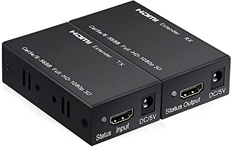 Terryshop74 HDMI Extender 60 mètres, HDMI Émetteur et Récepteur, HDMI vers Ethernet, HDMI vers RJ45 unique Cat5e/6/7 Ethernet Câble, prend en charge 3D, 1080P, EDID, HDCP