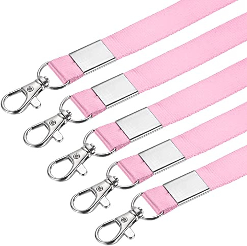 sourcing map 10er Pack Schlüsselband Flache Trageband Drehring Klammer für ID Karte Rosa