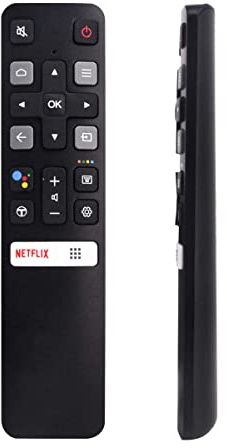 Vsnetwork Télécommande de rechange RC802V FMR1 compatible avec TCL Android TV P8M P715 P615 Series 43P615 43P715 32S615 Smart TV LCD LED 3D HDTV Bouton Netflix, pas de programmation noir
