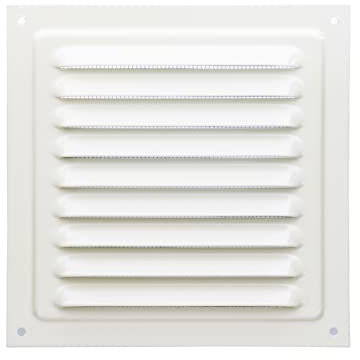 Griglia di ventilazione in metallo, 15 x 15 cm, griglia di ventilazione in metallo, con rete di insetti, ventilazione dell'aria di scarico (15 x 15 cm, colore bianco)