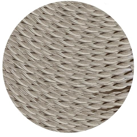 5m Cream Flex, 2 Core Fabric Cable Antique Twisted Lamp Cord | 16.4ft LEDSone Vintage Cloth Covered Electrical Wire Lighting Cables for DIY Industrial Pendant Light, VDE Certification