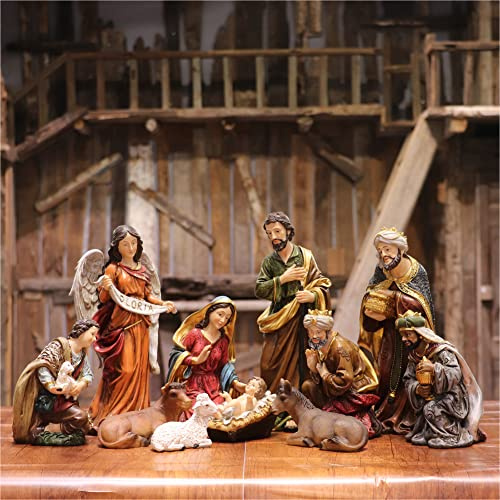 Zayton Nativity Set Christmas Scene Set Figurines Statue 8.25 Inch 11 Pcs