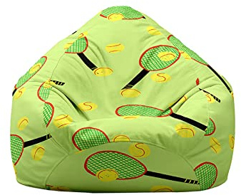 Treer Pouf Poltrona Sacco Senza Imbottitura, Motivo Baseball Fodera per Pouf a Sacco con Cerniera/Copertura per Pouf Sacco/Copertura per Poltrona Sacco (90x110cm,Palla da Tennis)