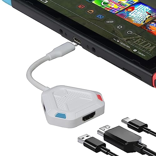 Sehawei 3 in 1 Switch Dock für Switch/OLED,Portable S-Witch TV Adapter | 4K HDMI,USB 3.0 Port,Type C PD2.0 Aufladung,NS Docking Station ,Switch USB C zu HDMI (Weiß)