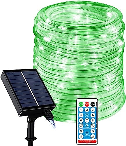 SUAVER 32M 300LED Solar Lichterkette Außen, wasserdichte Solar Lichtschlauch mit Fernbedienung Timer LED Streifen Dimmbare Solar Tube Licht Decor String Licht Solarleuchten Weihnachten (Grün)