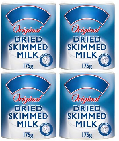 Dried Milk Powder Bundle with Original Dried Skimmed Milk Powder by Marval 175g (4 Pack)