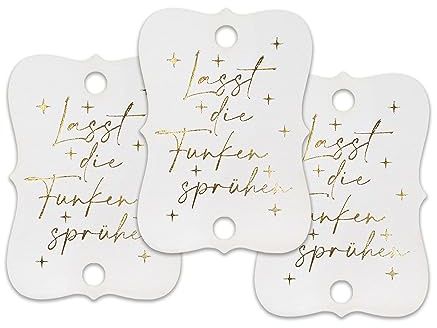 Summer-Ray Goldfolien-Heißprägung „Lasst die Funken sprühen“ Wunderkerzenanhänger für Hochzeiten und Veranstaltungen – Packung mit 50 Stück