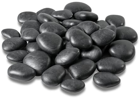 Tera Steine für Vasen und Aquarien, bunte dekorative Kieselsteine aus Kunststoff, verschiedene Farben, Größe 3-4 cm (Small, Schwarz)
