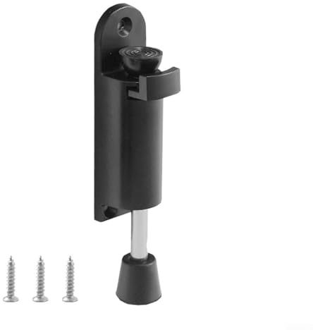 Heavy Duty Door Foot Stopper Holder Floor Stop Spring Loaded Door Stop, Buffer Gate Stay Catch Latch Zinc Alloy Soft Rubber Foot for Garage Gate Office Home(Black)