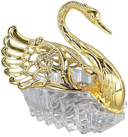 Tomotato Sucrier, Plat à Bonbons en Métal, Plateau de Service en Forme de Cygne, Bol de Stockage de Biscuits, Assiette de Collation de Fête Dorée pour la Maison, Buffet, Hôtel, Bar, Décoration