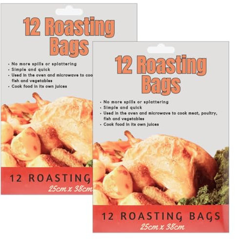 LND Gifts Roasting Bags - Large Cooking Bags Roasting Bags Pack of 24, Flavour Seal Roast Bags With Ties 38 x 25cm Perfect for Oven use and Microwave Use