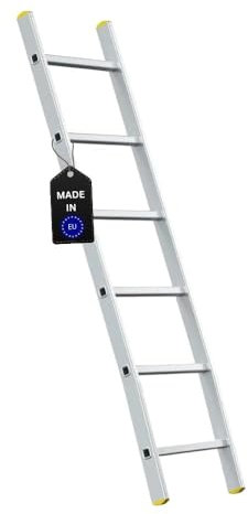 PROREGAL Sprossen-Anlegeleiter Atlas | ohne Traverse | 6 Sprossen | Arbeitshöhe 2,69m | Traglast 150kg | Alu Leiter Haushaltsleiter Arbeitsleiter Steigleiter