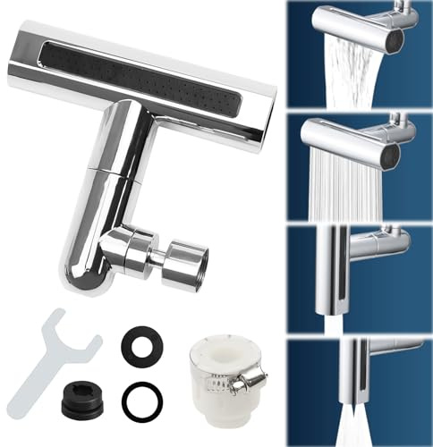 ZITUZY Prolunga per rubinetto, rubinetto a cascata, per cucina, rubinetto girevole a 360°, per lavandino, prolunga per rubinetto multifunzione girevole in ABS