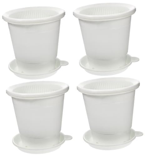 VANZACK 4 Ensembles De Pots De Fleurs en Plastique Citronnier D'Intérieur Pots De Fleurs D'Extérieur Jardinières Pots De Pépinière D'Extérieur pour Plantes Pot De Fleurs Pot