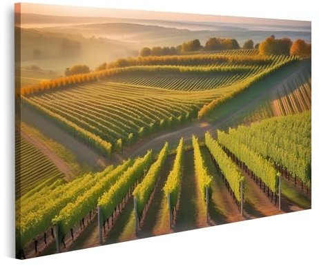 islandburner Prime Bild auf Leinwand Luftbild offenbart unendliche Weinreben-Reihen bis zum Horizont Weinkeller Weingut Bilder Wandbilder Poster