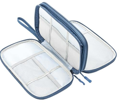 ProCase Porta Cavi da Viaggio a 3 Strati Viaggio Accessori Utili, Borse Organizer per Cavi Tech Pouch Custodia Portatile per Cavi, Caricabatterie, Power Bank, Adattatori - Marina Blu/S