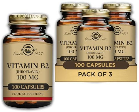 Solgar Vitamin B2 (Riboflavin) 100 mg Vegetable Capsules - Pack of 300 - Supports Energy Production - Can Help Reduce Tiredness and Fatigue - Vegan and Gluten-Free